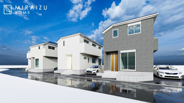 【完成予想図】 | ※イメージです　青く澄み渡った綺麗な空と、陽の光をたっぷりと受ける、そんな新築住宅で新生活をスタートしてみませんか？見学・ご相談等、ミライズホーム(株)までお気軽にご連絡下さい。