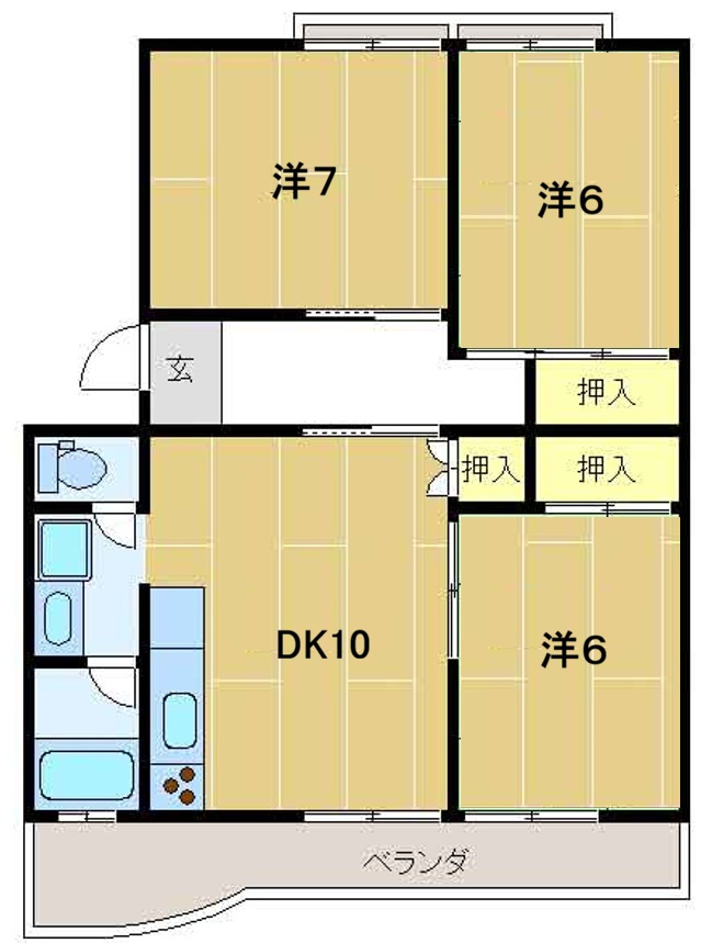 コーポラス豊栄の間取り|和室６畳2室を、今回洋間にリフォームしました