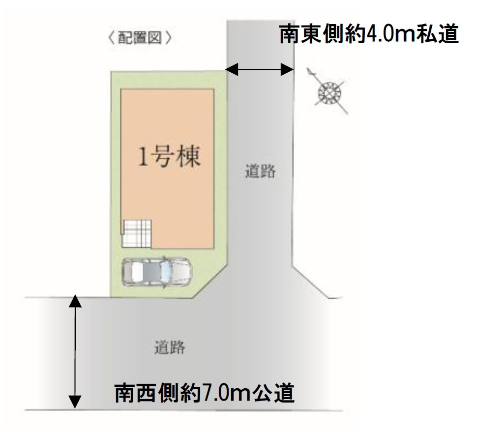 越谷市下間久里　新築戸建の区画図