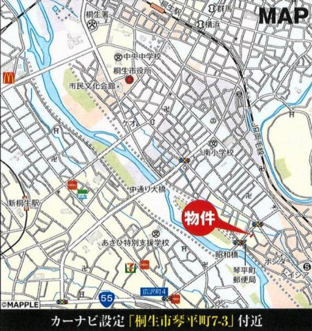 桐生市琴平町　１号棟(全２棟)　いろどりアイタウン　新築建売分譲の地図