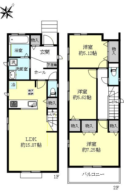 神戸市西区樫野台6丁目新築戸建B号棟の間取り