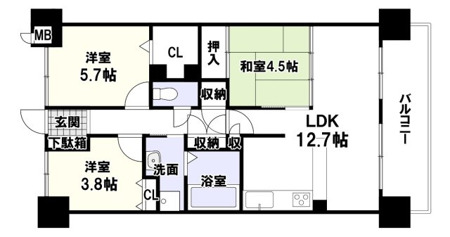 ライオンズマンション千里丘ガーデンシティの間取り