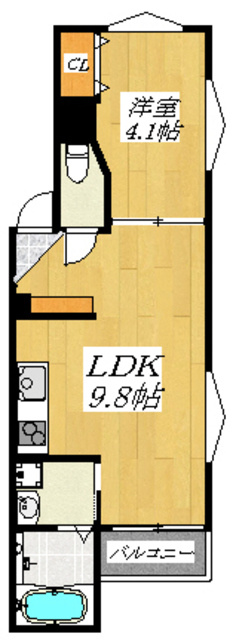 クレ・ドゥ・レスポワールの間取り|デザイナーズマンション☆日当たり良好な1LDK！