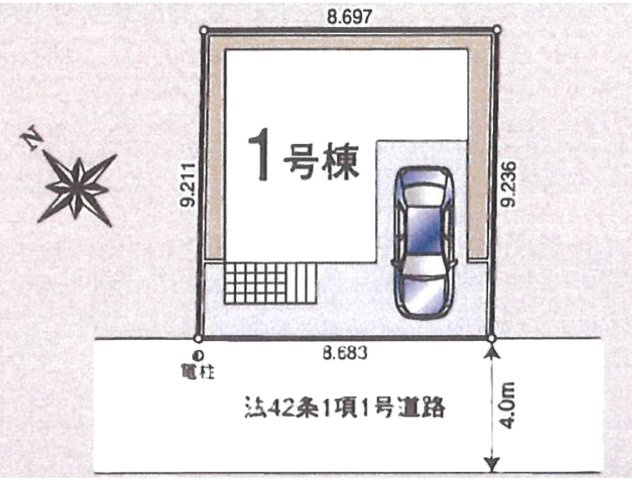 入間市東藤沢5丁目・全1棟　新築一戸建　～制振装置搭載～の区画図|ビルトインカースペース1台分。