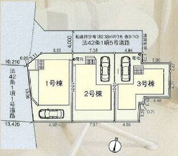 練馬区関町北4丁目　新築一戸建　西武新宿線　武蔵関の区画図