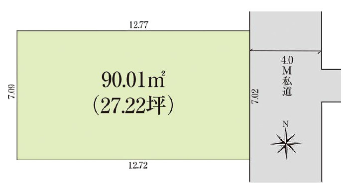 練馬区石神井台4丁目　間口7ｍ×整形地　新築戸建限定1棟の区画図