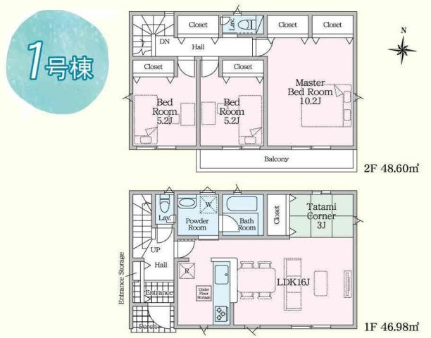【Cradle garden】宇都宮市宝木本町 第7 全2棟の間取り|〇1号棟〇
3LDK+タタミコーナー+カースペース2台