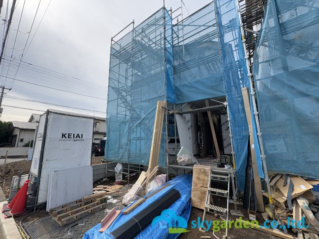 茅ヶ崎市高田3期　新築戸建　全４棟２号棟の外観|2026年2月27日撮影（建築中）