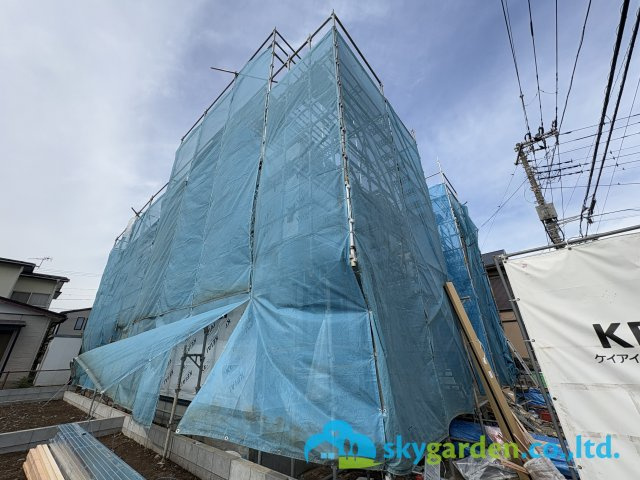 茅ヶ崎市高田3期　新築戸建　全４棟２号棟の外観|2026年2月27日撮影（建築中）