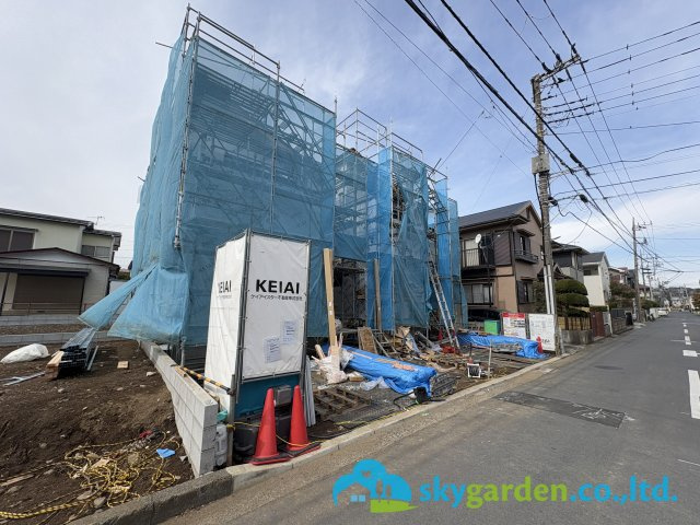 茅ヶ崎市高田3期　新築戸建　全４棟２号棟の外観|2026年2月27日撮影（建築中）