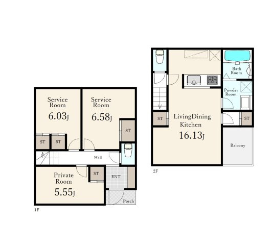 杉並区和泉4丁目 全6区画 4号地の土地図＋建物プラン例|建物参考プラン
建物面積81.05㎡