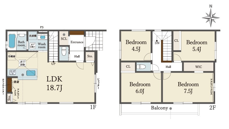 ファミリー向け4LDK　日富美町1期　全7区画　1号棟の間取り