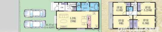 藤沢市大庭　新築戸建　全３棟の間取り|全居室2面採光　４LDK