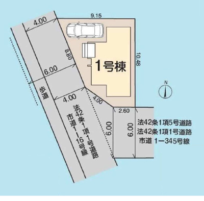 【区画図】 | 府中市若松町3丁目新築戸建 | 区画図。