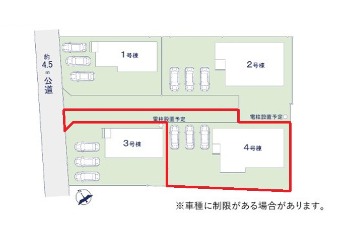 ケイアイフィット　日立市東金沢町　9期 　4の区画図|現地待ち合わせでのご見学も可能。資金計画のご相談もお任せください。ご予約はHPから、またお電話でも、お気軽にどうぞ。
