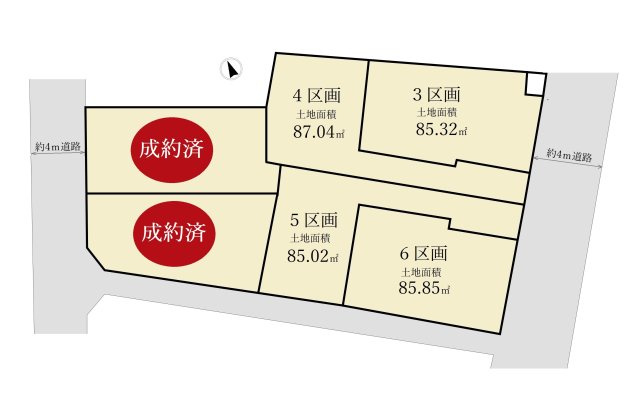 杉並区和泉4丁目 全6区画 6号地の区画図|三方道路に面する伸びやかな敷地
　～光と風を享受する快適な立地～
