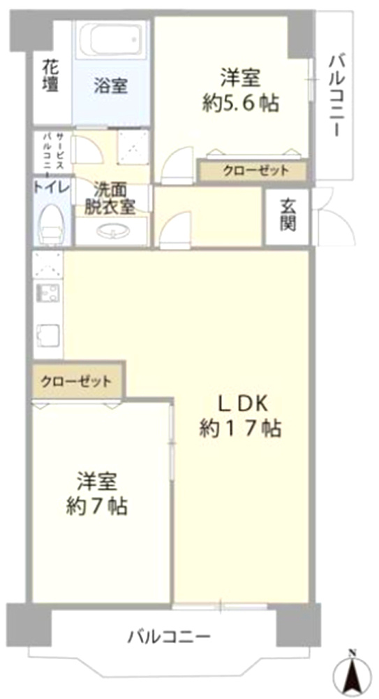フォートレスフタミの間取り|採光と通風を享受できる角住戸

