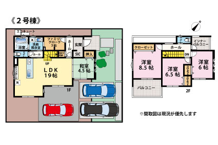 二丈上深江　新築戸建　６棟現場の間取り