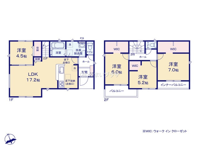 仲介手数料無料）小牧市久保一色南　３号棟の間取り