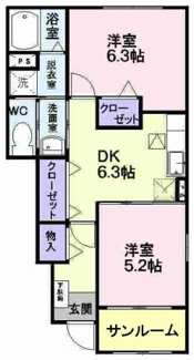 【間取り】 | ラ・フルールＢ
