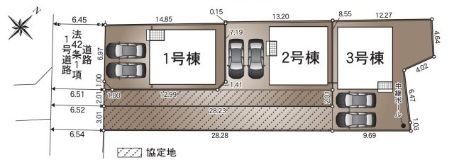 刈谷市今岡町日向72番2の一部『仲介手数料無料』新築戸建ての区画図