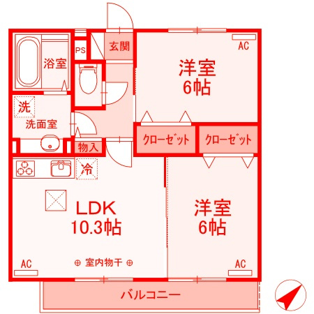 インティエールの間取り|広々53.43㎡♪人気のファミリータイプ