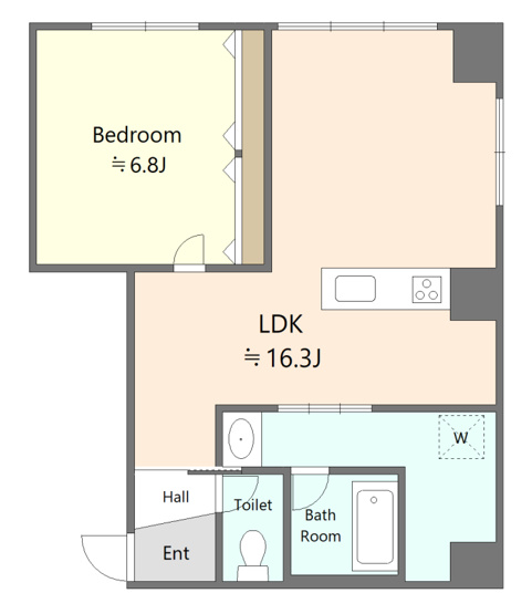 【間取り】 | 大輝ビル | 1LDK・トランクルーム有り・都市ガス・地下鉄東西線「琴似駅」徒歩2分