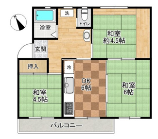 【間取り】 | 左近山団地３街区２４号棟２階 | 形状等が現況と異なる場合は現況を優先します。