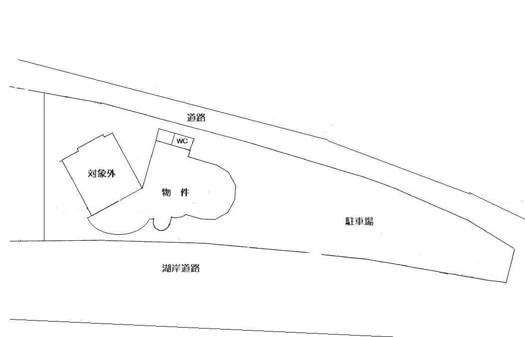 びわ湖岸道路に面する店舗の間取り