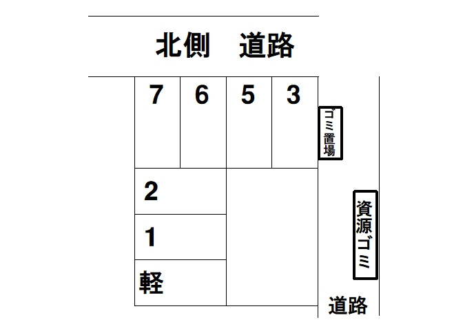 奈良市芝辻町１丁目　駐車場の区画図