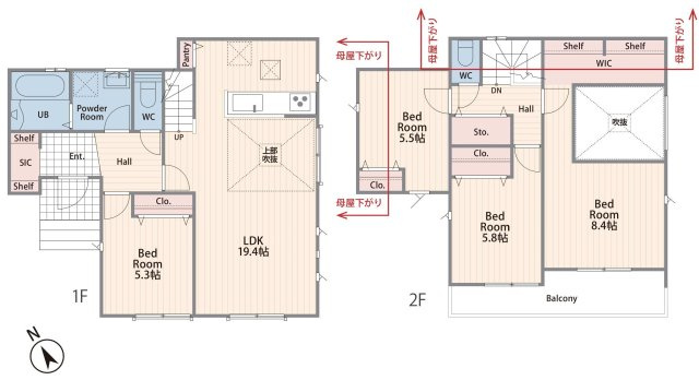 【横浜市旭区小高町66-11新築戸建て】★仲介手数料無料★（左近山小学校・左近山中学校）の間取り