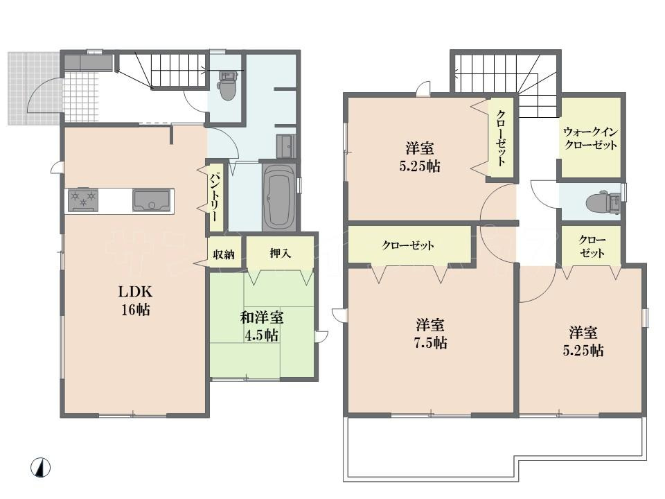 【GRAFARE　ZEH水準仕様】東大和市南街６期の間取り|【２号棟】敷地面積：116.12㎡　敷地面積：97.29㎡