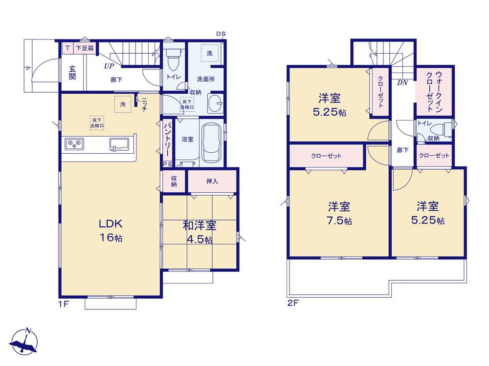 【GRAFARE　ZEH水準仕様】東大和市南街６期の間取り|【２号棟】敷地面積：116.12㎡　敷地面積：97.29㎡