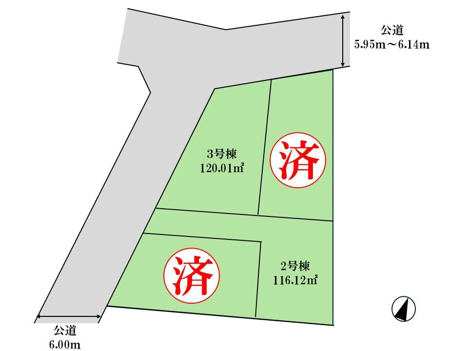 【GRAFARE　ZEH水準仕様】東大和市南街６期の区画図|カースペース2台分確保。