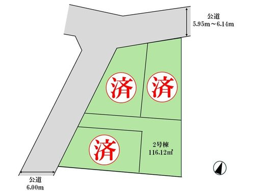 【GRAFARE　ZEH水準仕様】東大和市南街６期の区画図|カースペース2台分確保。