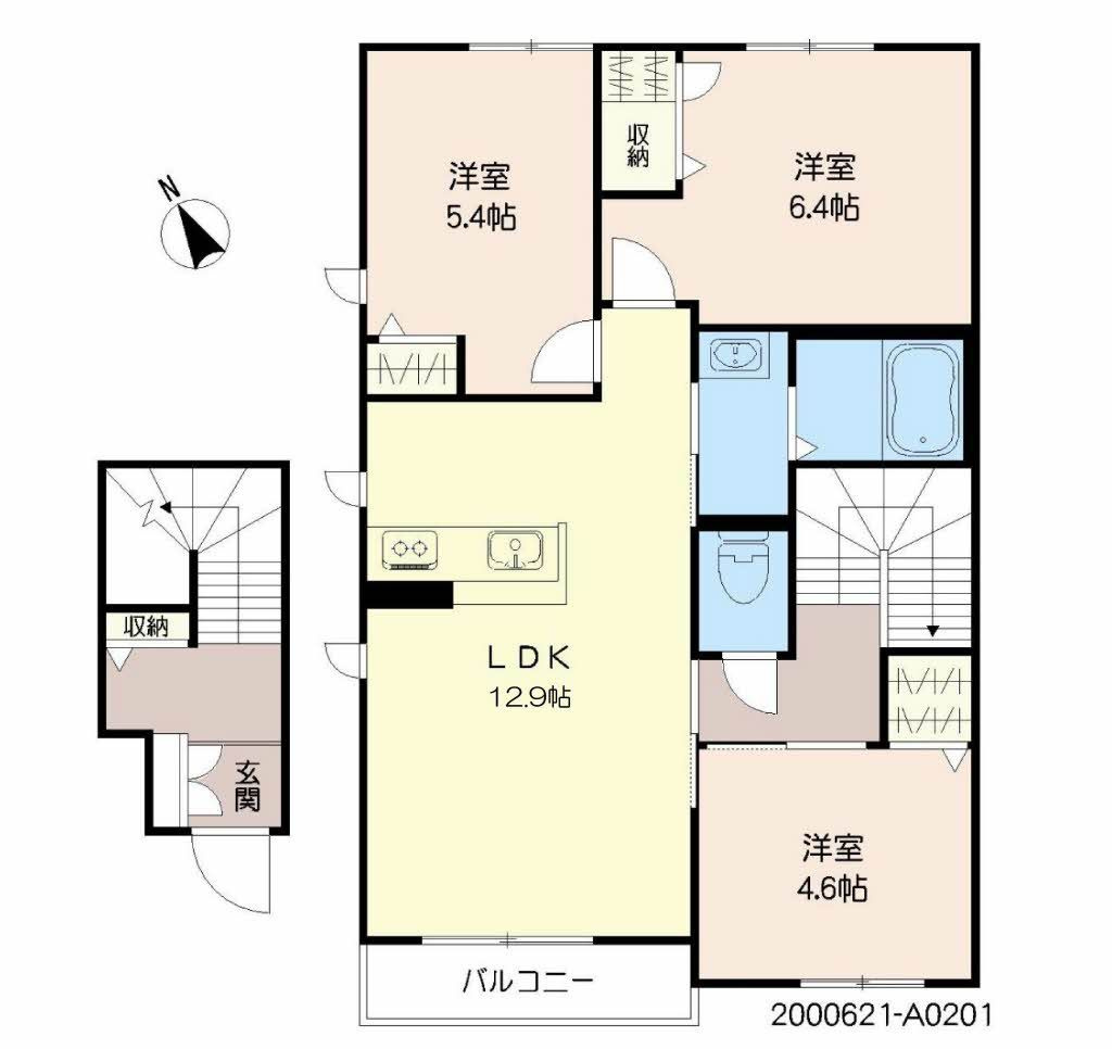 パストラル久留米　Ａ棟の間取り|使い勝手の良い間取りです♪
