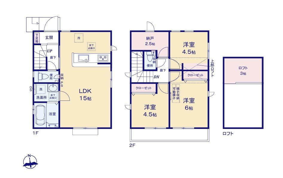 【GRAFARE　ZEH水準仕様】東久留米市弥生の間取り|敷地面積：93.94㎡　建物面積;74.52㎡