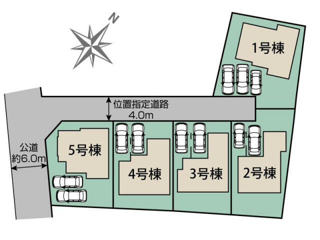 ブルーミングガーデン宇都宮市中戸祭１丁目　新築一戸建ての区画図|宇都宮市中戸祭1丁目5棟区画図