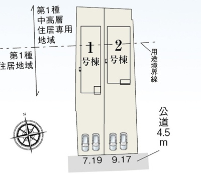【区画図】 | 掛川市横須賀 新築一戸建て 1号棟 | 1号棟の区画図です