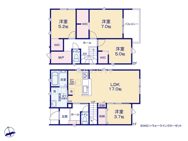 仲介手数料無料）岩倉市大山寺町神田６号棟の間取り