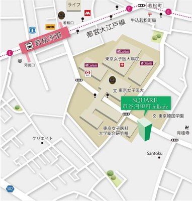 【地図】 | ＳＱＵＡＲＥ市谷河田町ｈｉｌｌｓｉｄｅ