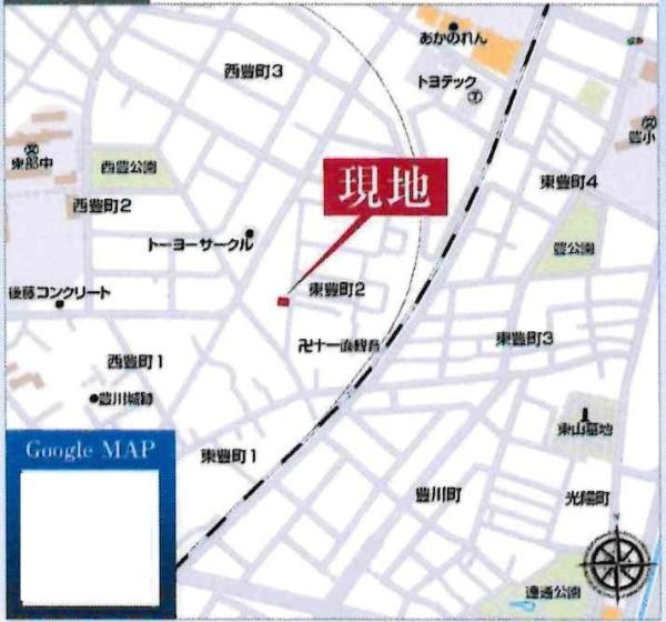豊川市東豊町2丁目59期　全1棟・1号棟のその他|交通アクセス図です。