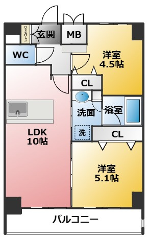 S-RESIDENCE亀島駅前blazeの間取り