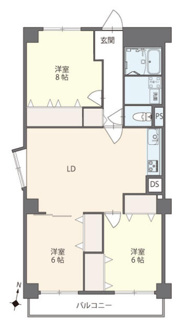 【間取り】 | シティ逆瀬川　フルリフォーム済み | 新婚様からファミリー様まで幅広くおすすめの３LDKの間取りです♪民ば三向きバルコニーで陽当たり良好です！！