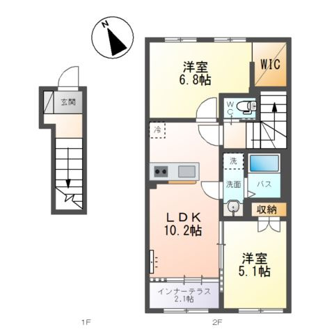 八街市大木　アパート新築工事の間取り