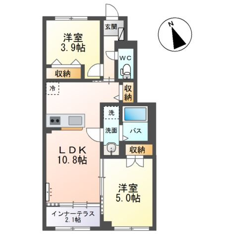 八街市大木　アパート新築工事の間取り