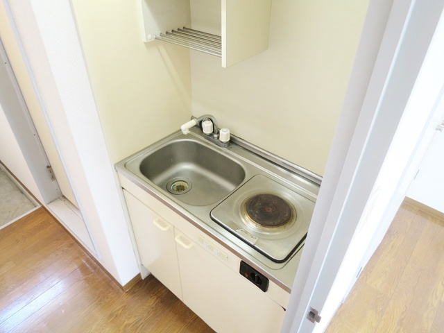 モンリヨンのキッチン|１口ガスコンロはこちらです。※写真は実際の反転です