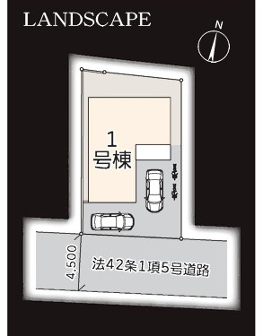 瀬谷区中屋敷1丁目新築戸建/カースペース2台/南側道路/陽当り良好の区画図