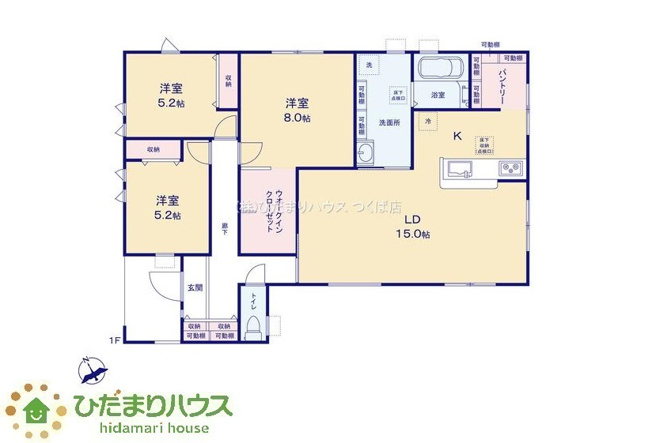 【間取り】 | ひたちなか市八幡町2期　新築戸建 | パントリーやWIC等収納豊富なお家です。