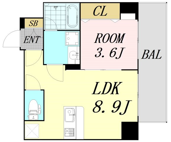 ブエナビスタ難波サウスタワー　仲介手数料無料の間取り